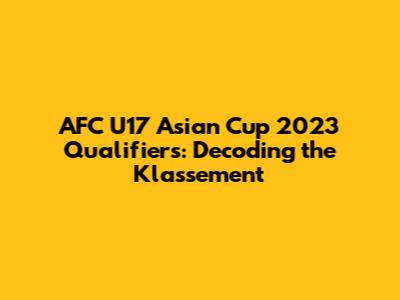 AFC U17 Asian Cup 2023 Qualifiers: Decoding the Klassement