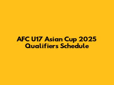 AFC U17 Asian Cup 2025 Qualifiers Schedule