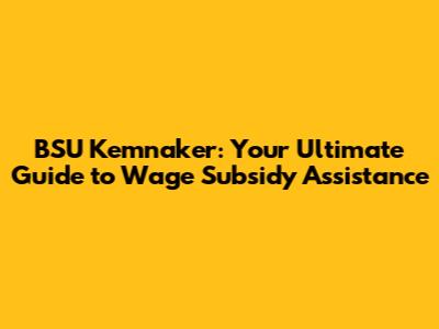 BSU Kemnaker: Your Ultimate Guide to Wage Subsidy Assistance