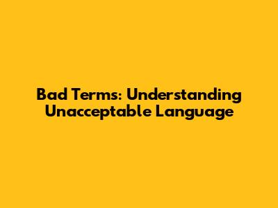 Bad Terms: Understanding Unacceptable Language