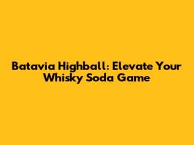 Batavia Highball: Elevate Your Whisky Soda Game