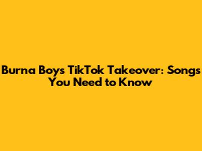 Burna Boy's TikTok Takeover: Songs You Need to Know