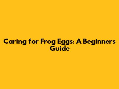 Caring for Frog Eggs: A Beginner's Guide