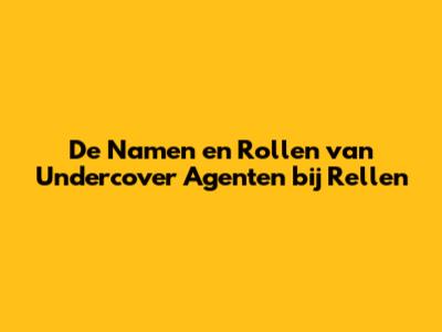 De Namen en Rollen van Undercover Agenten bij Rellen