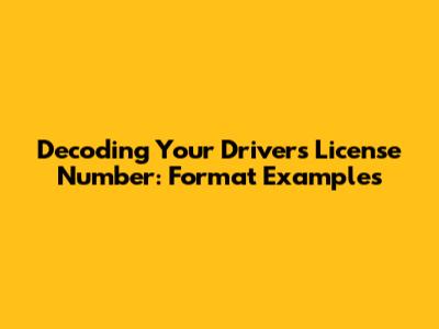 Decoding Your Driver's License Number: Format Examples
