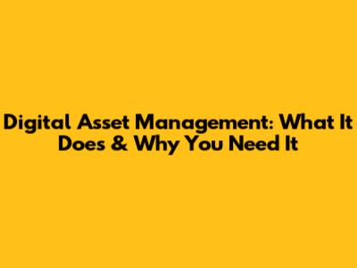 Digital Asset Management: What It Does & Why You Need It