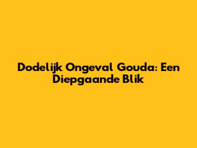 Dodelijk Ongeval Gouda: Een Diepgaande Blik