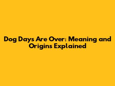 Dog Days Are Over: Meaning and Origins Explained