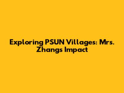 Exploring PSUN Villages: Mrs. Zhang's Impact