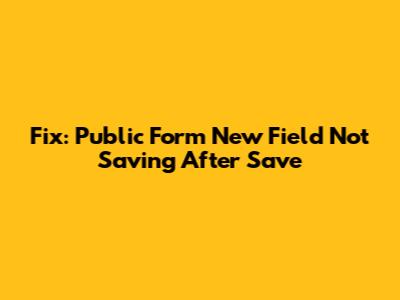 Fix: Public Form New Field Not Saving After Save