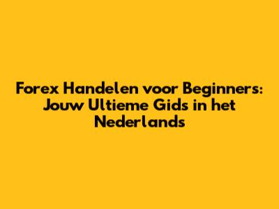Forex Handelen voor Beginners: Jouw Ultieme Gids in het Nederlands