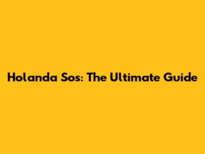 Holanda Sos: The Ultimate Guide