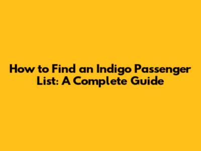 How to Find an Indigo Passenger List: A Complete Guide