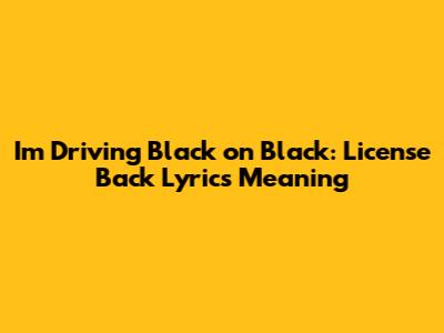 I'm Driving Black on Black: License Back Lyrics Meaning