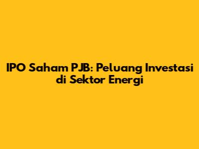 IPO Saham PJB: Peluang Investasi di Sektor Energi