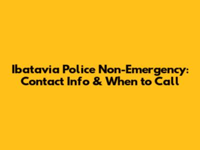 Ibatavia Police Non-Emergency: Contact Info & When to Call