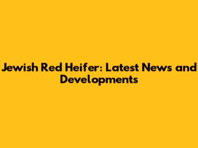 Jewish Red Heifer: Latest News and Developments