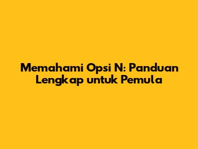 Memahami Opsi N: Panduan Lengkap untuk Pemula