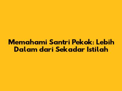 Memahami Santri 'Pekok': Lebih Dalam dari Sekadar Istilah