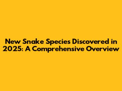 New Snake Species Discovered in 2025: A Comprehensive Overview