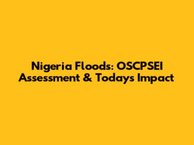 Nigeria Floods: OSCPSEI Assessment & Today's Impact
