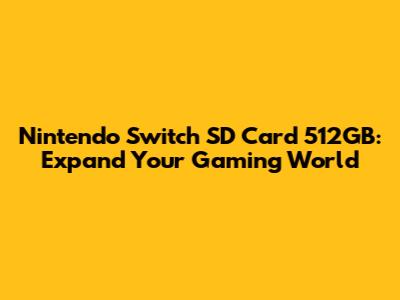 Nintendo Switch SD Card 512GB: Expand Your Gaming World