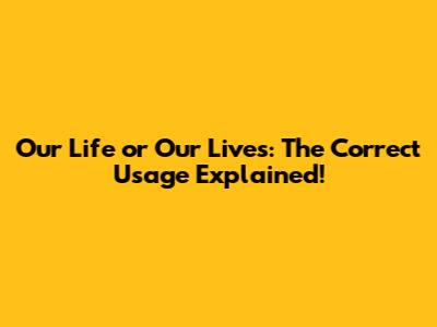 Our Life or Our Lives: The Correct Usage Explained!