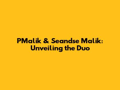 PMalik & Seandse Malik: Unveiling the Duo