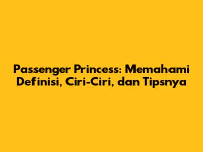 Passenger Princess: Memahami Definisi, Ciri-Ciri, dan Tipsnya