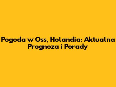Pogoda w Oss, Holandia: Aktualna Prognoza i Porady