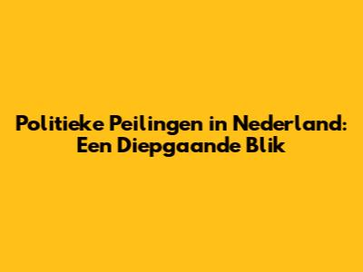 Politieke Peilingen in Nederland: Een Diepgaande Blik