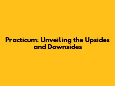 Practicum: Unveiling the Upsides and Downsides