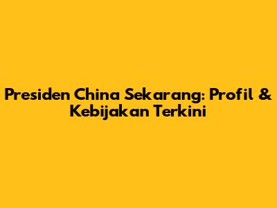 Presiden China Sekarang: Profil & Kebijakan Terkini