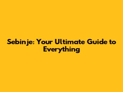 Sebinje: Your Ultimate Guide to Everything