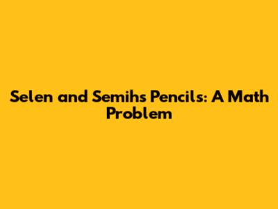 Selen and Semih's Pencils: A Math Problem
