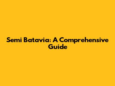 Semi Batavia: A Comprehensive Guide