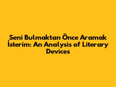 Seni Bulmaktan Önce Aramak İsterim: An Analysis of Literary Devices