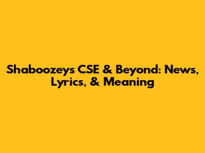 Shaboozey's 'CSE' & Beyond: News, Lyrics, & Meaning