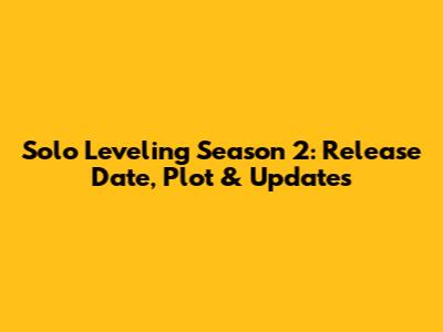Solo Leveling Season 2: Release Date, Plot & Updates