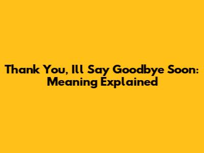 Thank You, I'll Say Goodbye Soon: Meaning Explained