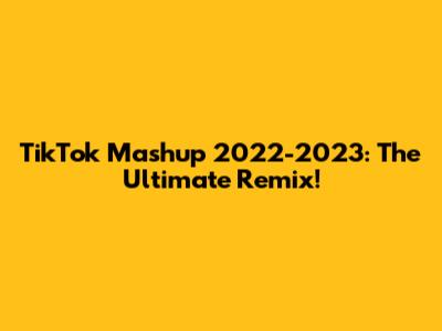 TikTok Mashup 2022-2023: The Ultimate Remix!