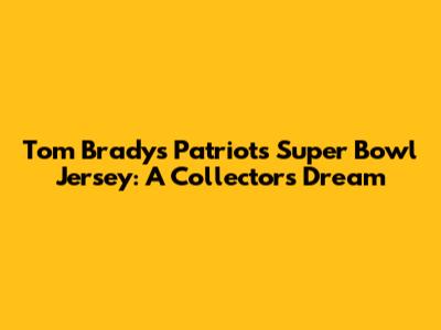 Tom Brady's Patriots Super Bowl Jersey: A Collector's Dream