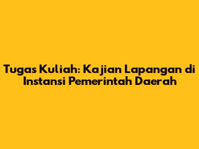 Tugas Kuliah: Kajian Lapangan di Instansi Pemerintah Daerah