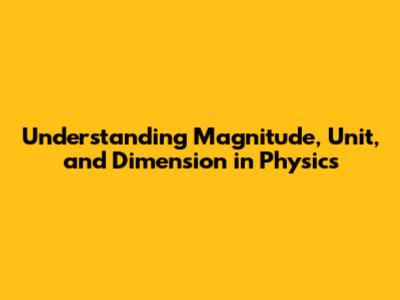 Understanding Magnitude, Unit, and Dimension in Physics