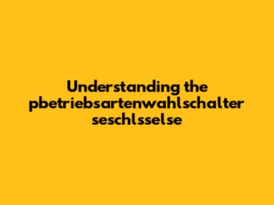 Understanding the pbetriebsartenwahlschalter seschlsselse