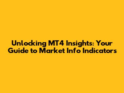 Unlocking MT4 Insights: Your Guide to Market Info Indicators