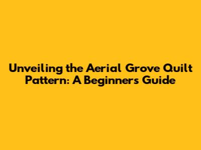 Unveiling the Aerial Grove Quilt Pattern: A Beginner's Guide