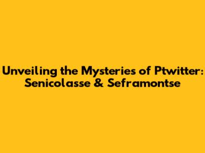 Unveiling the Mysteries of Ptwitter: Senicolasse & Seframontse