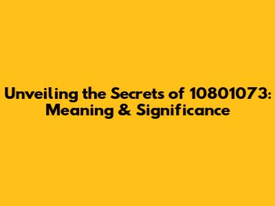 Unveiling the Secrets of 10801073: Meaning & Significance