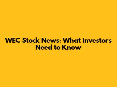 WEC Stock News: What Investors Need to Know